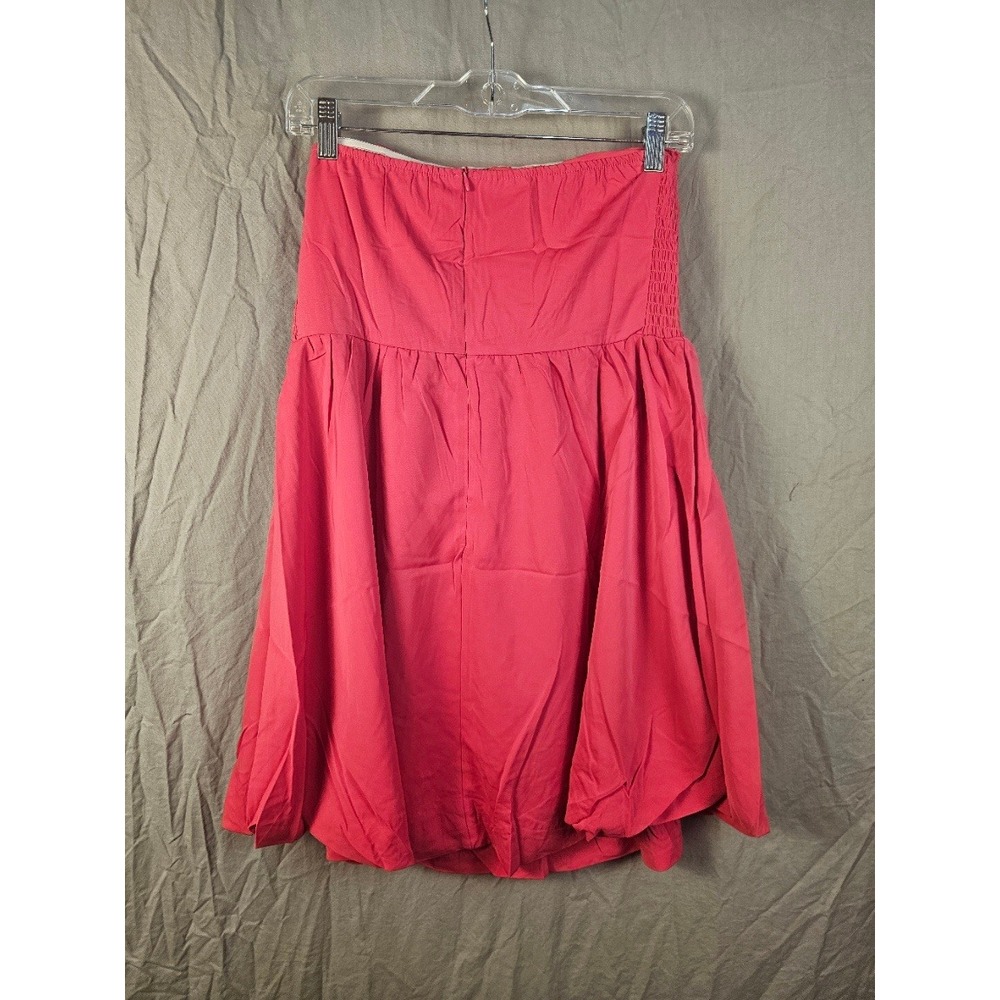 Wenrine Womens Strapless Bubble Hem Mini Dress Pink Smocked Back Large NWT - Picture 2 of 4